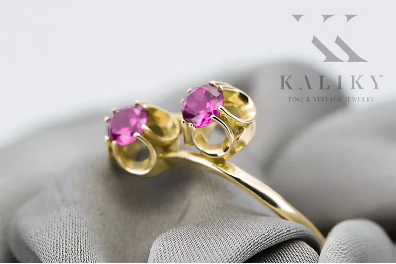 Кольцо Аметист 14-кв Желтое золото Винтаж стиль vrc266y